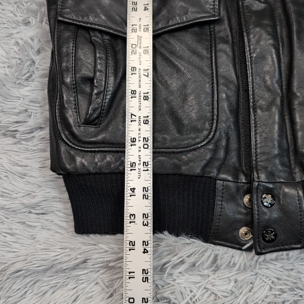 Vintage Yamaha Jacket Mens 38 Black Leather Softshell Moto Elbow Padded Zip Up - Picture 4 of 16